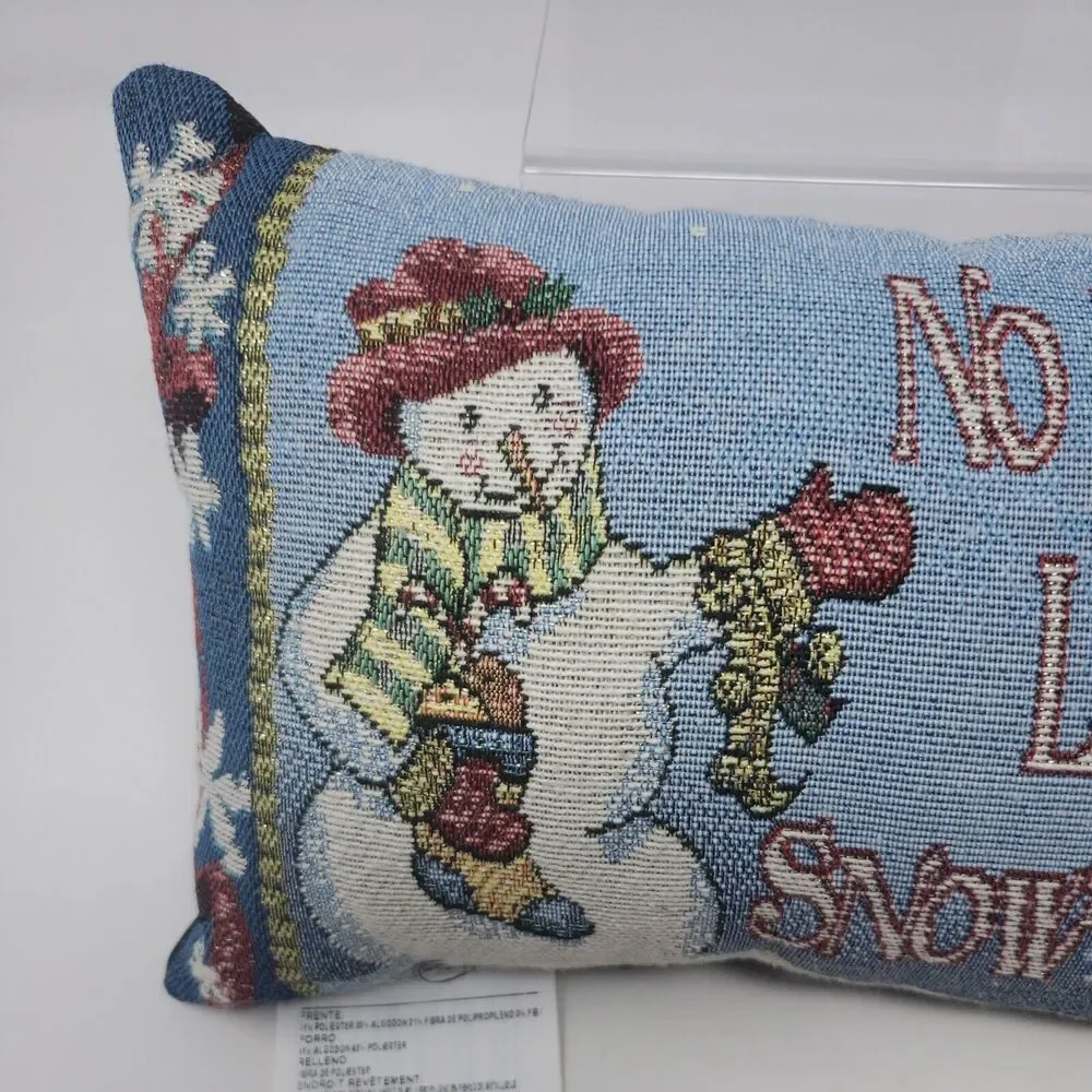 Jacquard Woven Snowman Pillow with Tags *NO MUSIC SEE DESCRIPTION* Made in USA